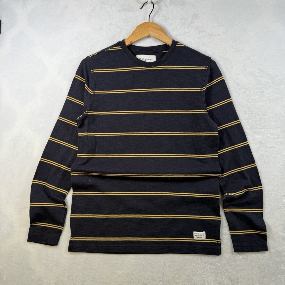 Modern Amusement Men's Small Long Sleeve T-Shirt Black Yellow Stripes